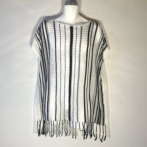 Kerisma SZ S Oversized Stripe loose weave tunic boho cover up sheer beach resort